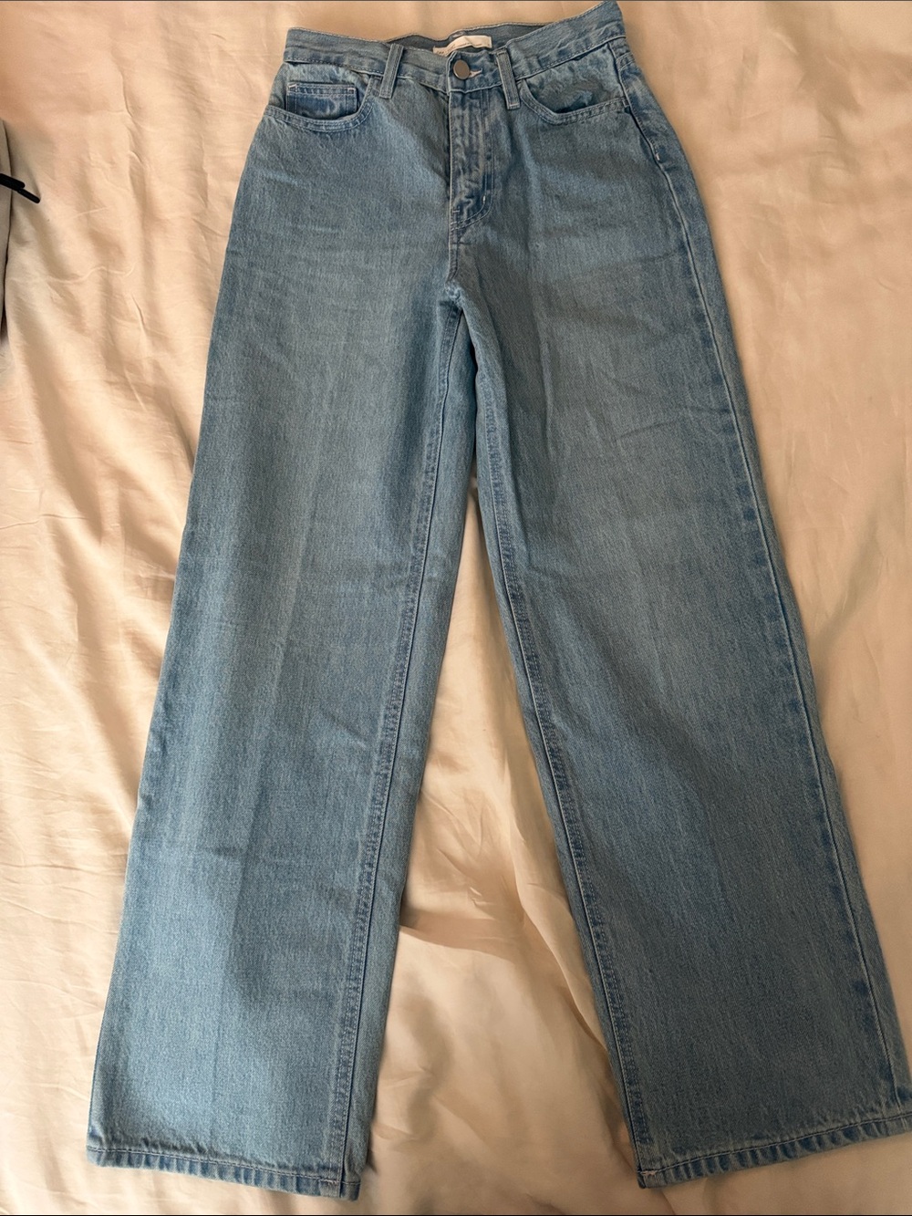 Oak + Fort Light Wash Wide Leg Jeans